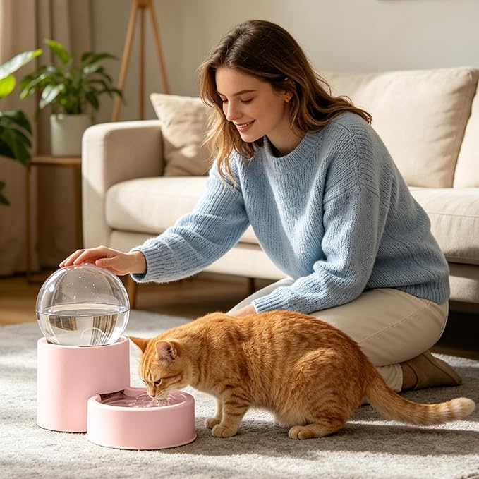 Pet Feeding Station, Automatic Water Food Dispenser, Fill Dog Bowl System Large Capacity Feeding Container for Puppy Cat Travel Weekend Trip Backyard Indoor Outdoor Use