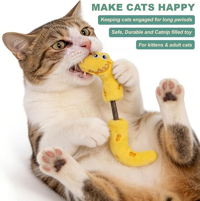 Interactive Cat Toys Set, Silvervine Chew Sticks and Cat Crinkle Balls, Indoor Cat Toys for Exercise and Dental Care, for All Cat Breeds (7 Pack)
