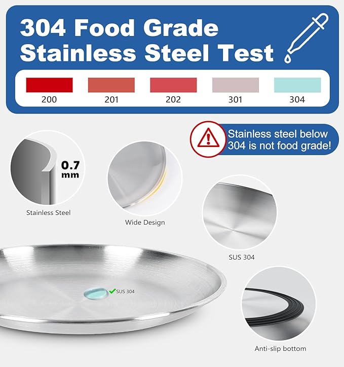 Supet Cat Plates Whisker Friendly, Non Slip Dish for Wet Food, Shallow Wide Flat Bowls Stainless Steel Metal for Indoor Cats, Kitten, Small Dog (13Oz, 4Pcs)