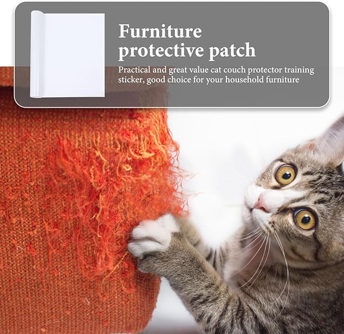 BESPORTBLE 1set Thickened Cat Scratch Furniture Protector Self-Adhesive Removable Film for Sofa Couch Bed Door Kit Scraper Fasteners Daily Use Cat Supplies