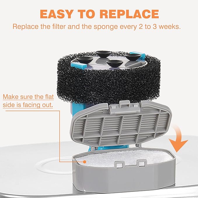 Rellaty Cat Water Fountain Stainless Steel 8 Filters Replacement & 8 Pre-Filter Sponges