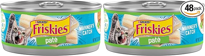 Friskies Purina Wet Cat Food Pate, Mariner’s Catch - 5.5 oz. Cans (Pack of 48)