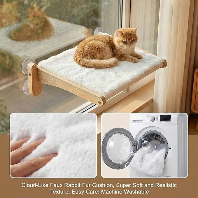 Cat Window Perch with Bird Feeder – Upgraded Bird Watching Solution for Indoor Cats, Foldable Cat Hammock Seat with Strong Suction Cups, Relieves Boredom & Stimulates Natural Instincts (Nature-2)