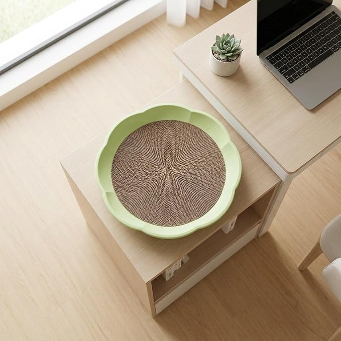 Gralara Round Cat Scratcher Sleeping Bed Lounge Furniture Protector Indoor Play Replacement Pad Circle Scratcher Pad for Indoor Cats, Green