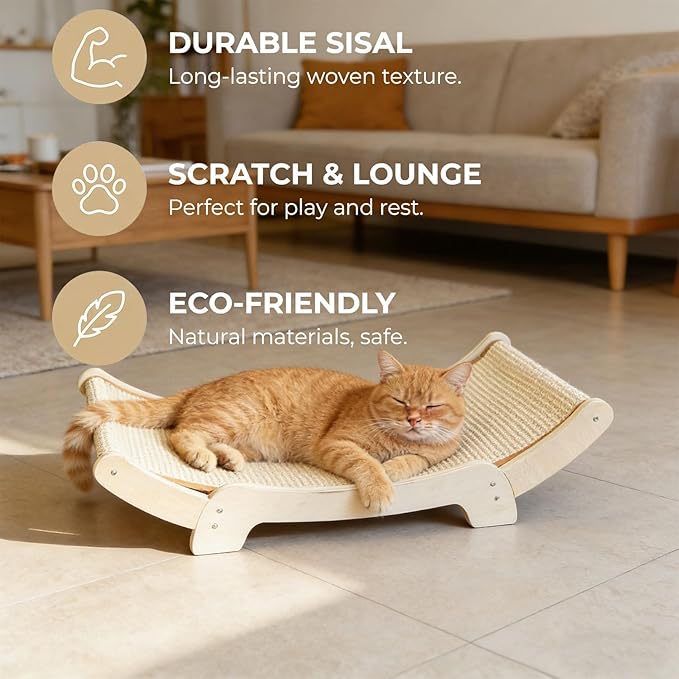 Multi Purpose Furniture Area and Relaxation Bed Sisal Wrapped Wood Frame Extra Large Size Home Furniture Protector
