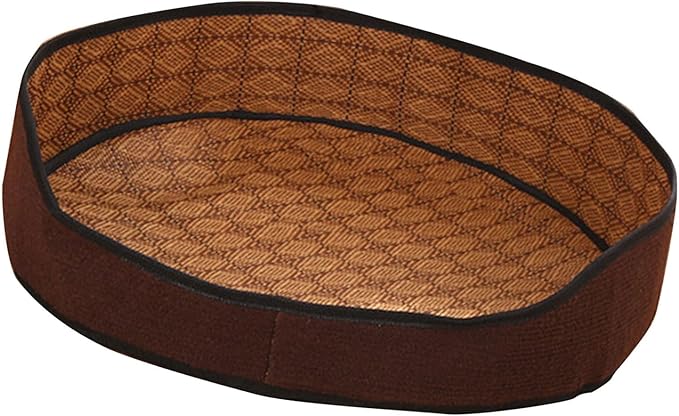 AYNEFY Cat Supplies Cat Bed Furniture Vine Woven Cat Dog Summer Mat with Removable Cooler for Indoor and Outdoor Use Pet Cooling Bed Washable Comfortable Cat Supplies (Coffee Color)