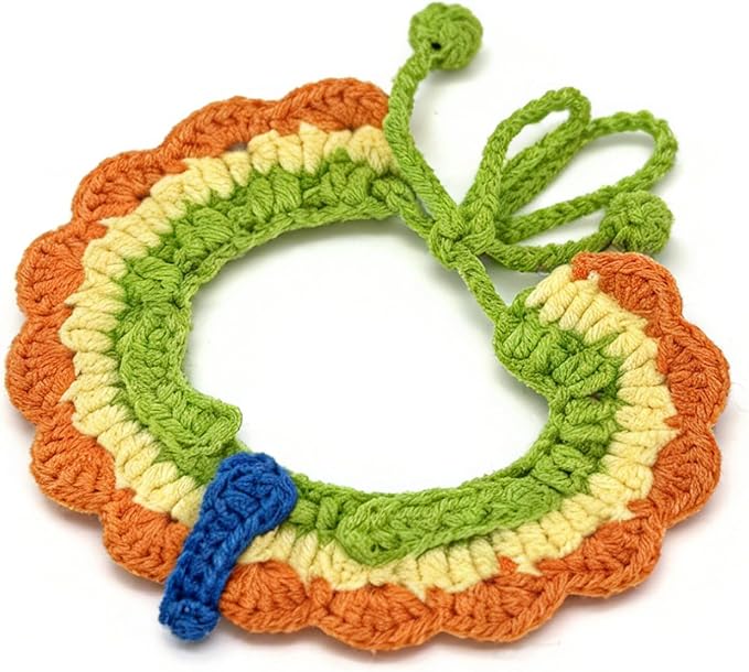 Cat Costumes Hat & Collar Set for Female Cats, Outfit Gift for Small Pets Birthday, Orange