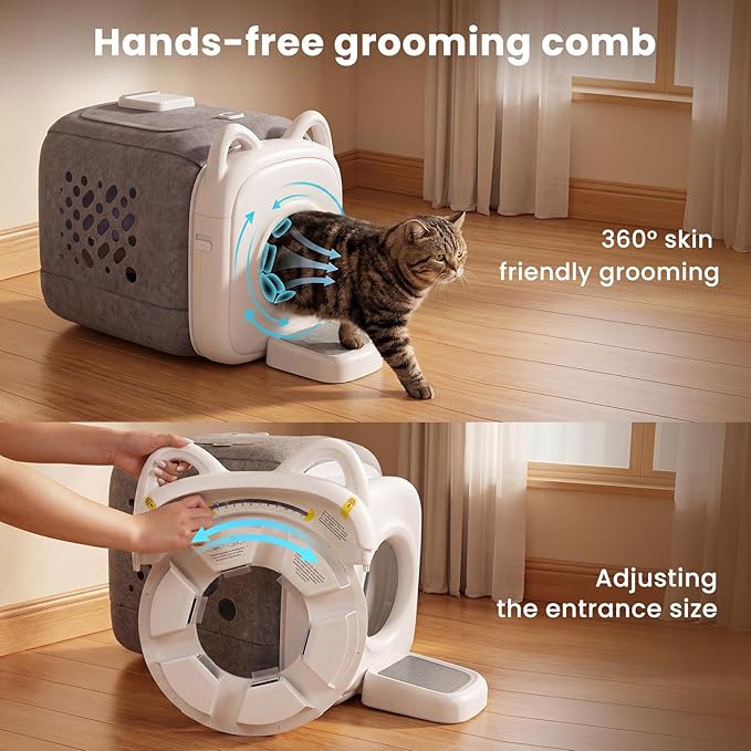 Cat Self Groomer Pro for Hairball Control and Shedding Relief 360° Skin Friendly Brush Pet Hair Remover Tool Gentle Self Cleaning Automatic Fur Collection Smart Grooming House for All Cats