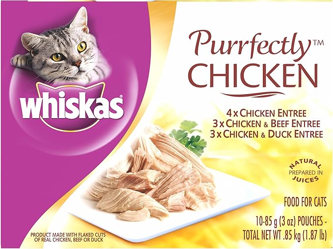 Whiskas Purrfectly Chicken Variety Pack Wet Cat Food 3 Ounces, Pack of 4 (10 Count each)