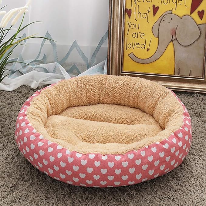 Beige/Pink + Heart-Shaped Fashion Pet Supplies Kennel Cat Litter Small Medium Dog 50 50 14 cm Pet Dog Mat
