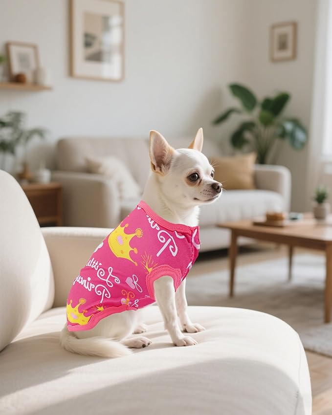 PET SHOW 4 Pack Dog Shirts for Small Doggies Female Tank Top Tee Red Pink T-Shirts Pets Sleeveless Vest Cats Kittens Girl Puppy Clothes (Small)