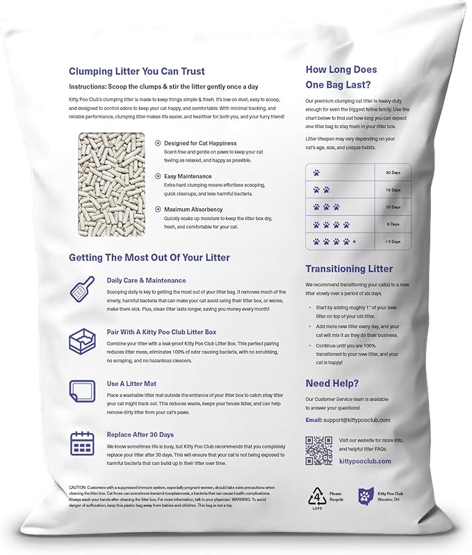 Kitty Poo Club Advanced Soy Cat Litter – Natural Plant-Based, Unscented, Fast Clumping, Flushable, Low Tracking, 99% Dust-Free