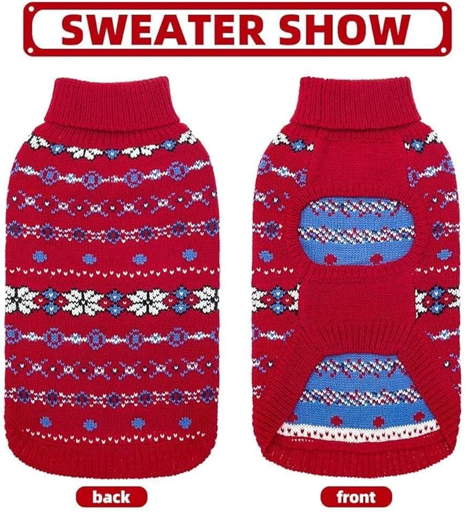 BINGPET Cat Clothes Turtleneck Knitted Sleeveless Cat Sweater,Cute Cat Outfit Soft Turtleneck Knitted Kitten Puppy Apparel with Snow Pattern,Sphynx Cat Clothes for Cold Weather