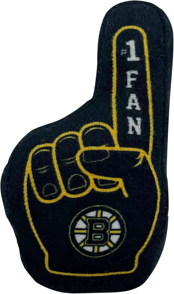 NHL BOSTON BRUINS Complete Set of 3 Plush Cat Toys: Jersey, Hockey Puck with Feathers & #1 Fan. Filled with Fresh Catnip. Beautiful Team Logo