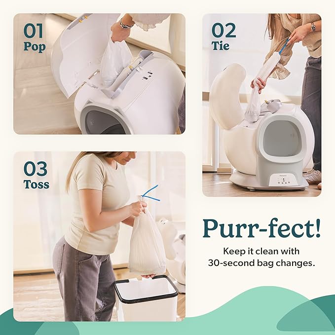 Petcove Automatic Self Cleaning Litter Box for Multiple Cats - PurrTek with Smart App (5GHz Wi-Fi), Triple Odor Control, Quiet Operation & Advanced Safety Sensors