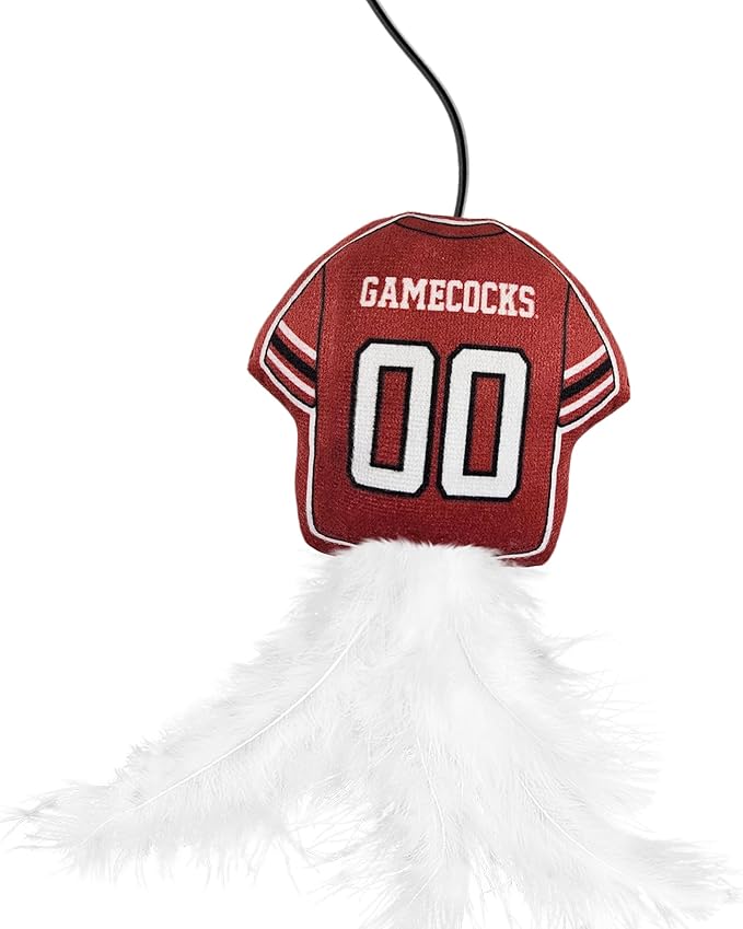 NCAA South Carolina Gamecocks Team Jersey Wand with CAT NIP, Cat Toy Jersey Shaped Plush Teaser Toy for Cats & Kittens - Interactive Pet Toy for Play & Exercise
