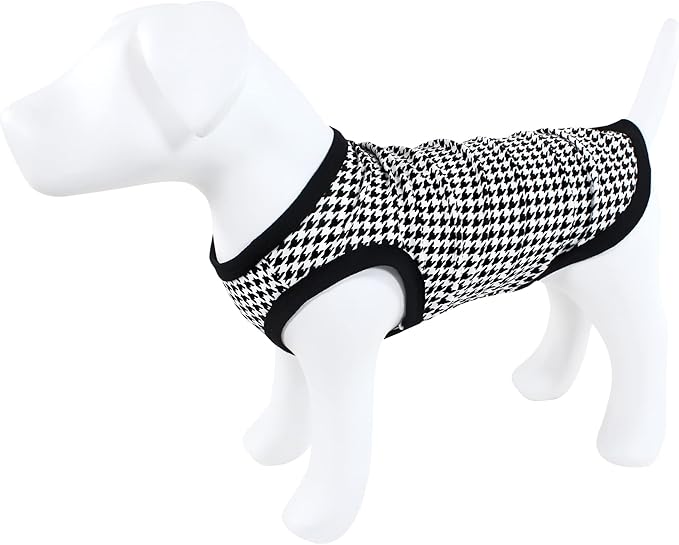 Luvable Friends Dog Pet Dog and Cats Cotton T-Shirts 2pk, Burgundy Floral Houndstooth, Large
