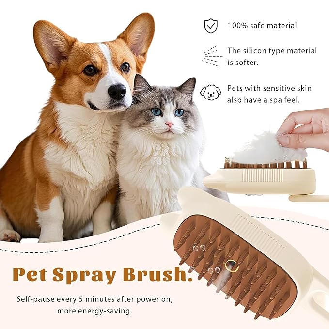 Cat Brush Cat Steam Brush Rechargeable Steamy Pet Grooming For Shedding, Water Spray Massage Brushs, Dog Hair Removal Self Cleaning Brushs Steamer Wet Spa Comb (Pink)
