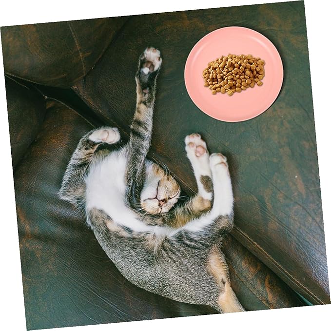 Alipis 4pcs Cat Food Bowls and Shallow Cat Plates Set Plastic 20cm Diameter Suitable for Kittens and Small Short-Legged Pet Feeding and Watering Dish Kit for Home Use