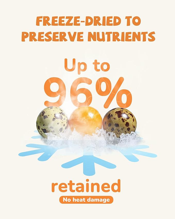 PAWUP Freeze Dried Cat & Dog Treats, Natural Quail Egg Yolk, Single Ingredient, High-Protein Pet Snacks for Skin & Coat Health, No Artificial Additives, 9.2 oz