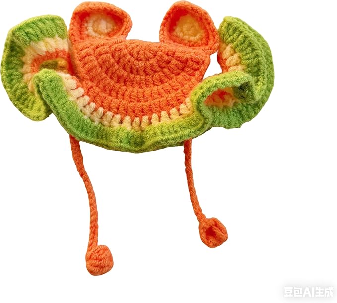 Cat Costumes Hat & Collar Set for Female Cats, Outfit Gift for Small Pets Birthday, Orange