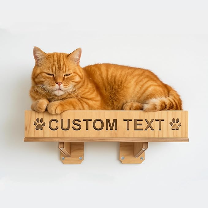 Personalized Cat Shelf Wall, Hanging Pet Bed, Wood Wall Mounted Cat Shelves, Wooden Furniture Station Toy Perch for Playing Sleeping Scratching, Your Cats Gifts