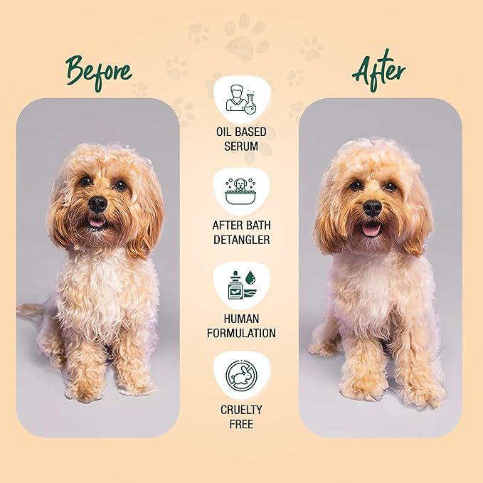 Wagging Tails Silky Furr Pet Detangler Spray for Dogs & Cats|All Coat Type|Anti-Breakage & Shine Booster|Professional Grooming Oil-Based Serum|200ml