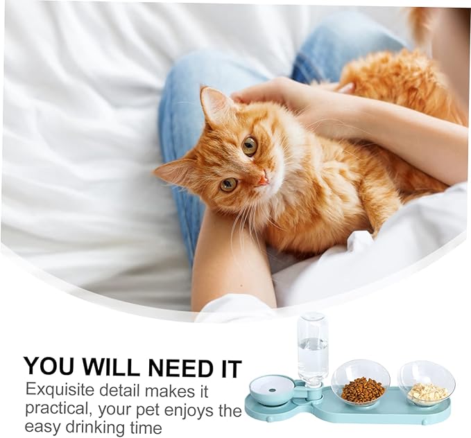 GALPADA Automatic Water Feeder with Double Tilt Bowls for Cats Pet Drinking Bottle Durable Pet Feeder Bowl Convenient Water Dispenser for Indoor Use