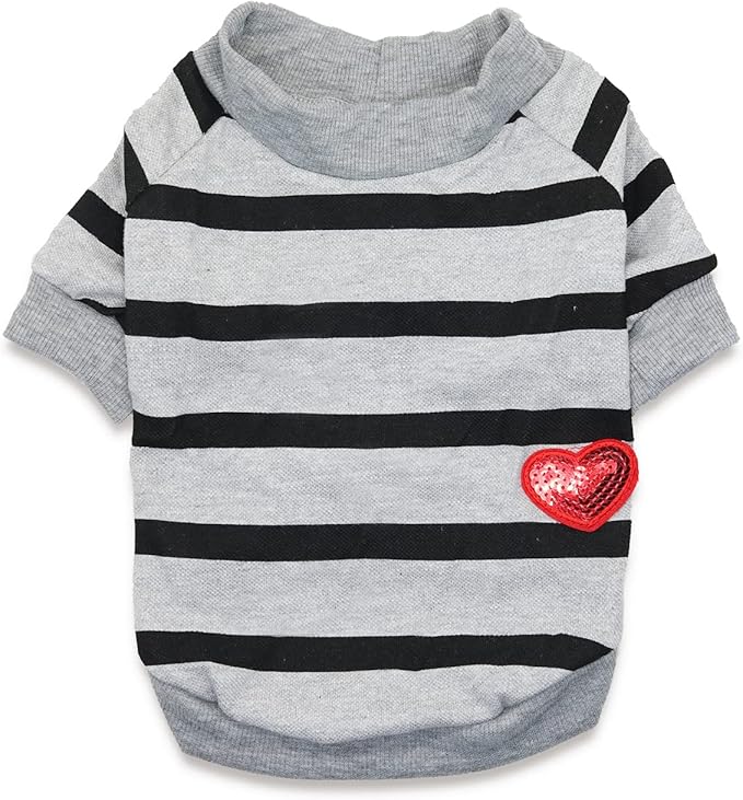 Dog Shirt Striped Shirts for Dogs French Bulldog Clothes for Small Dogs Boy Dog Clothes, Medium, Grey