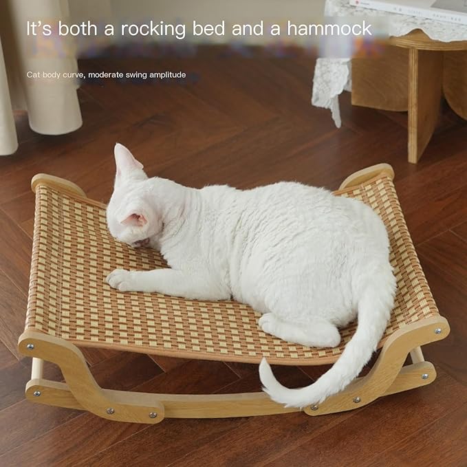 Wooden Cat Scratcher Bed Lounger for Indoor Cats Play Rest Scratching Board Furniture- Cooling Mat
