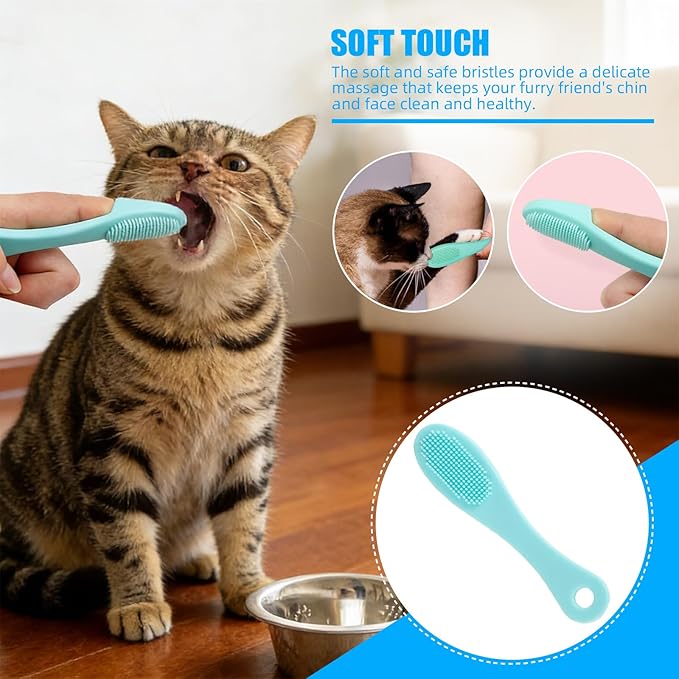 Aglads 6PCS Cat Rabbit Bunny Dog Grooming Kit, Self-Cleaning Brush,Nail Clipper, File,Tear Mark Brush, Fine-Tooth Comb,Hair Removal Glove & Travel Storage Bag for Long/Short-Haired Pets(6, Blue)