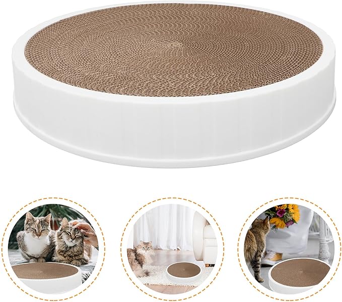 Artibetter Corrugated Cat Scratching Board Bowl with Replaceable Cardboard Core Round Cat Lounger Scratch Pad Furniture