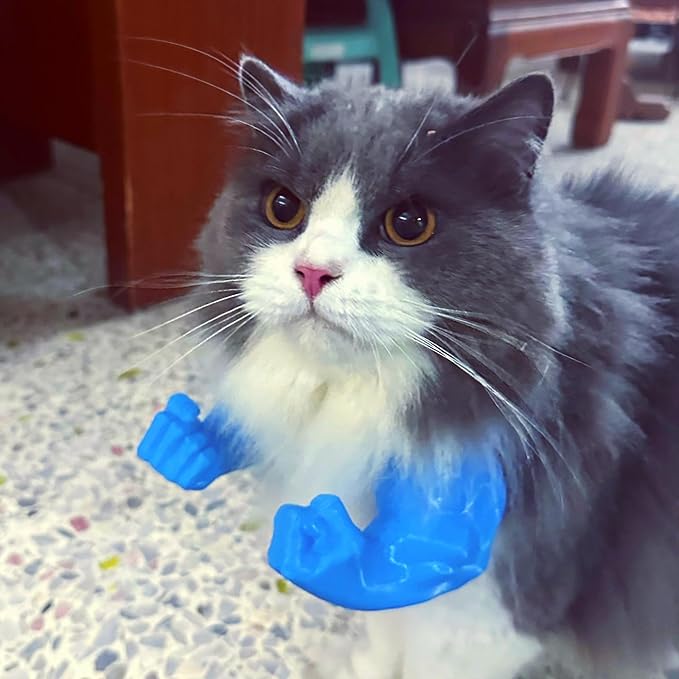 Cat Arms Muscle Arms for Cats Neck Funny 3D Printed Arm Cosplay Accessories (Blue)