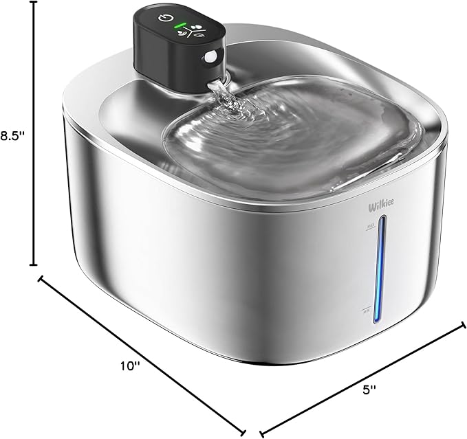 Cat Water Fountain Stainless Steel, 138fl.oz / 4.1L Cat Fountain, Pet Water Dispenser Cordless for Cats & Dogs Indoor