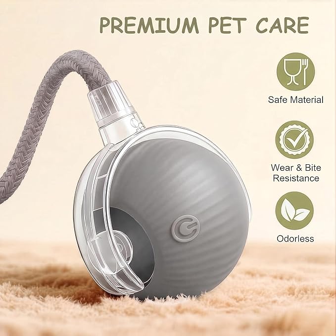 Smart Ball 2.0 - Automatic Cat Toy & Interactive Dog Toys for Small Dogs - Moving Cat Toy Ball for Indoor Cats - Motion Activated, Light Up, USB-C Rechargeable Pet Toy, 2 Speed Modes [Gray]