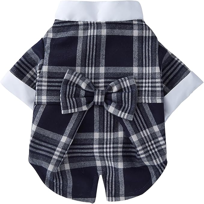 GabeFish Pets Wedding Jackets Suit for Dogs with Bow Tie Puppy Cat Formal Clothes Shirt Tuxedo (Navy, L (Chest 17.3in/44cm))