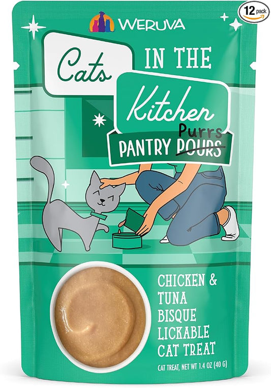 Weruva Cats in the Kitchen Pantry Pours, Chicken and Tuna Bisque, 1.4oz Pouch, Pack of 12