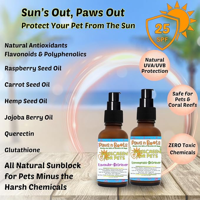 Non-Toxic Sunscreen for Pets, Protective Barrier Cream Non-Toxic Easy to Apply Formula Moisturize & Rejuvinate Cracked Paw Pads, Nose, or Skin. Supports Tissue Growth PawsnBoots Lemongrass