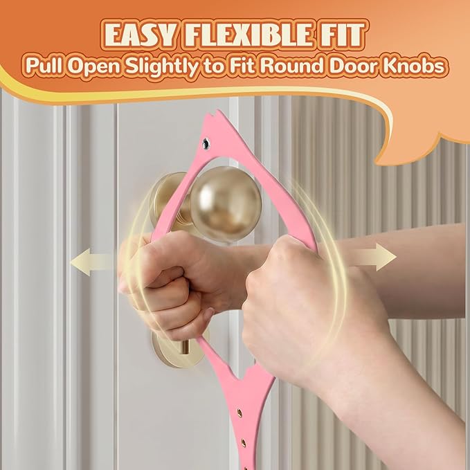 TGIOW Cat Door Latch, 1 Pcs Flex Latch, Cat Door Stopper to Keep Dog Out of Litter Box and Food, 5 Adjustable Size Strap 2.5-6" Wide, No Measuring, Easy to Install, Pink