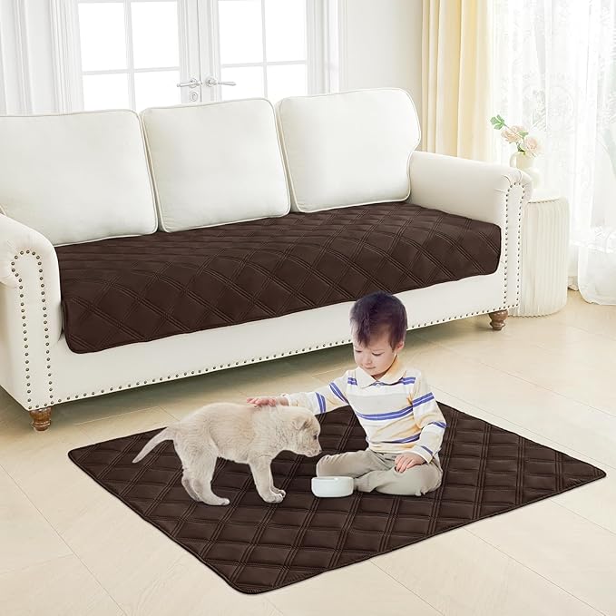 Smiry Waterproof Dog Bed Cover Blanket 40x80, Soft Reversible Pet Blanket, Washable Leakproof Cats Dogs Couch Cover for Sofa, Couch, Furniture, Chocolate/Chocolate