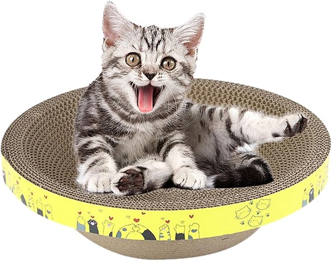 Corrugated Cat Scratcher Bowl – Indoor Multipurpose Scratch Pad | Protects Furniture, Sofa, Wall, Bed, Carpet, Fun Toy for Cats and Kittens, Play, Engaging Pet Entertainment Accessory