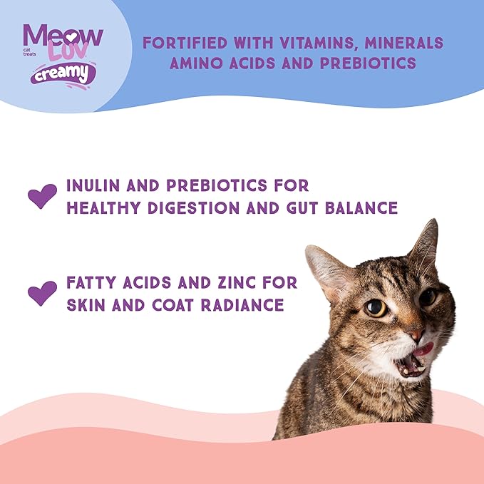 Ultra Chewy Meow Luv Tuna Recipe Lickable Cat Treats for Cats - Delicious Squeezable Treats - Carrageenan Free - No Artificial Preservatives - Irresistible Snack - 0.5 Ounce Tubes (Pack of 5)