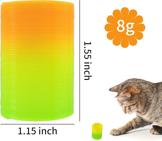Andiker Cat Spiral Spring, 10 pcs Long Cat Creative Toy Interactive cat Toy Durable Heavy Plastic Spring Colorful Springs Cat Toy for Swatting, Biting, Hunting, and Active Healthy Play (10pc)