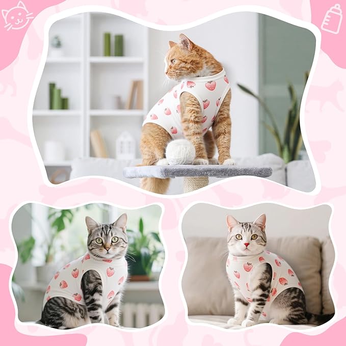 Coppthinktu Cat Recovery Suit Female Cats Onesie for Cats, Breathable Cat Surgery Suit for Surgical Abdominal Wounds Skin Diseases, Cute Kitten Spay Recovery Suit E-Collar Alternative Anti Licking