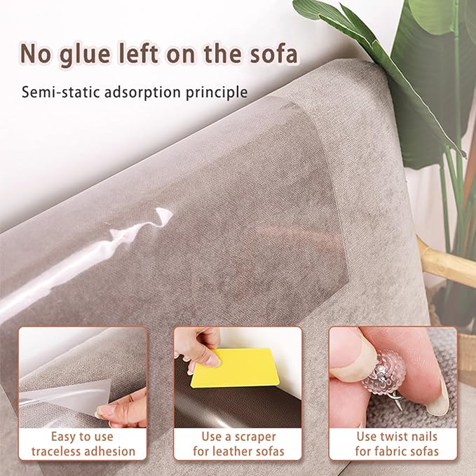 Anti Cat Scratch Furniture Protector,Cat Couch Protector,Anti Scratch Furniture Protector,Transparent Free Cutting Couch Protector,Anti-Scratch Adhesive Tape for Sofa,Door,Table,Bed