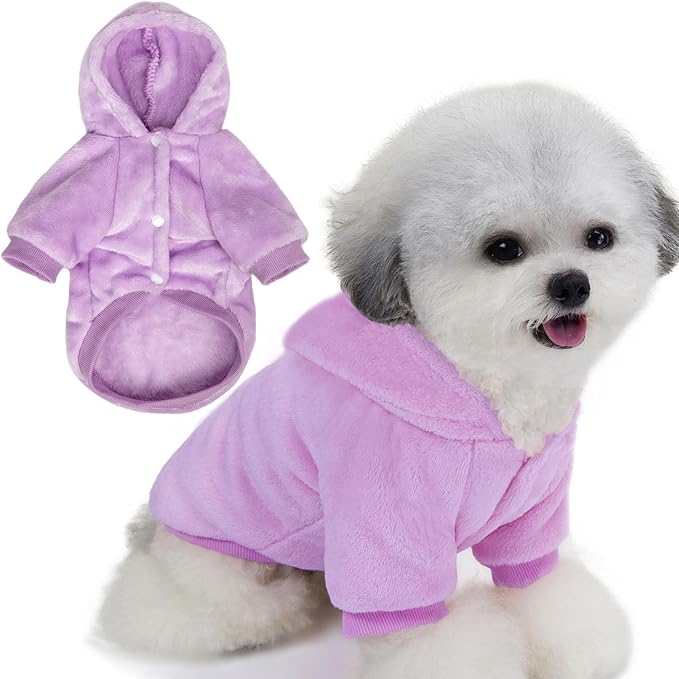 FabriCastle Dog Hoodie Sweater for Small Dogs Boy and Girl, Dog Clothes XS XXS Puppy Sweatshirt, Pet Outfit, Cat Clothing Super Soft Warm Snap On Closure (Light Purple, XX-Small)