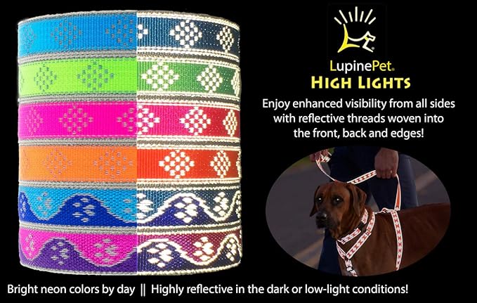 Lupine Reflective Cat Safety Collar 1/2" Wide Green Diamond Adjusts 8" to 12"