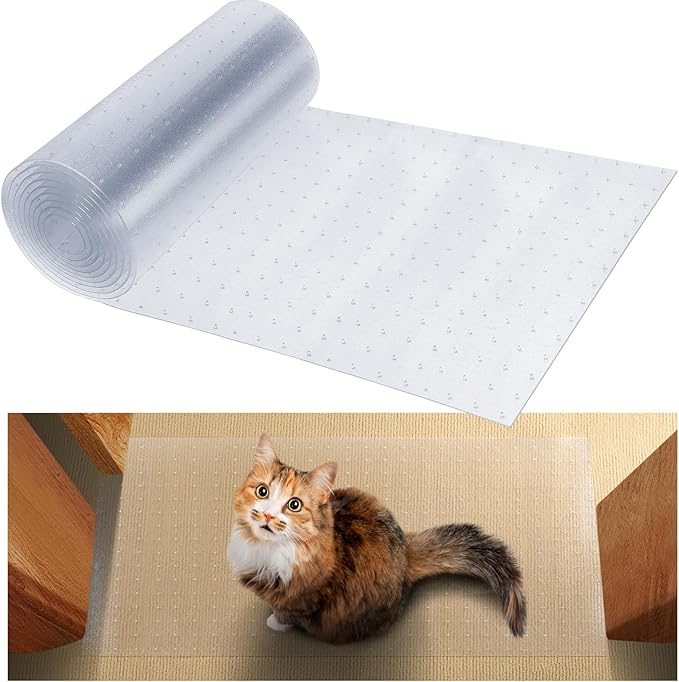 9.18Ft(L) Carpet Protector for Pets - Anti-Slip Cat Carpet Protector, Scratch Resistant Pets Scratch Stopper, Easy to Cut Floor Runner Under Doorway to Prevent Tearing