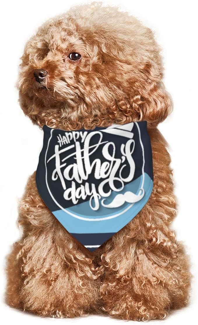 Happy Father's Day Dog Bandana Adjustable Reversible Triangle Dog Scarf Scarves Pet Bibs Costume Accessory Decor for Cats