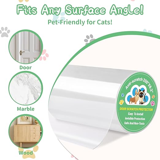Cat and Dog Scratch Furniture Protector, 200" x 8.2" Transparent Self-Adhesive Cat Scratch Protector, Couch Corner Door Wall Bed Anti-Scratch Guard